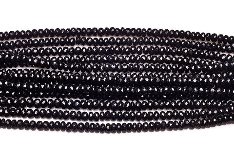 Black Spinel Black  Rondelle Faceted Natural Beads