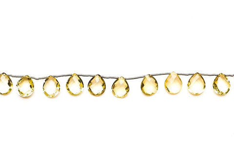 Crystal Quartz Yellow Pear Faceted Natural Beads