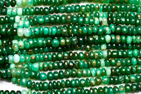 Chrysoprase Green Rondelle Smooth Natural Beads
