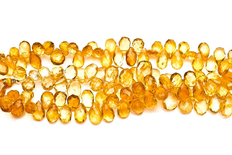 Citrine Yellow Pear Faceted Natural Beads