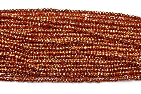 Pyrite Orange Rondelle Faceted Coated Beads