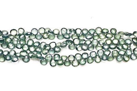 Crystal Quartz Green Heart Faceted Mystic Coating Beads