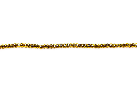 Gold Coated Pyrite Rondelle Faceted Mini Beads