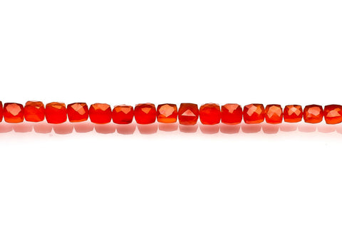 Carnelian Orange Cube Faceted Natural Beads