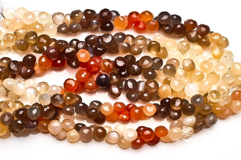 Moonstone Multi Color Onion Faceted Natural Beads