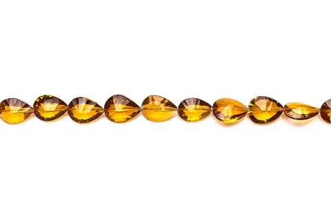 Lemon Citrine Dark Yellow Pear-Laser Cut Faceted Natural Beads