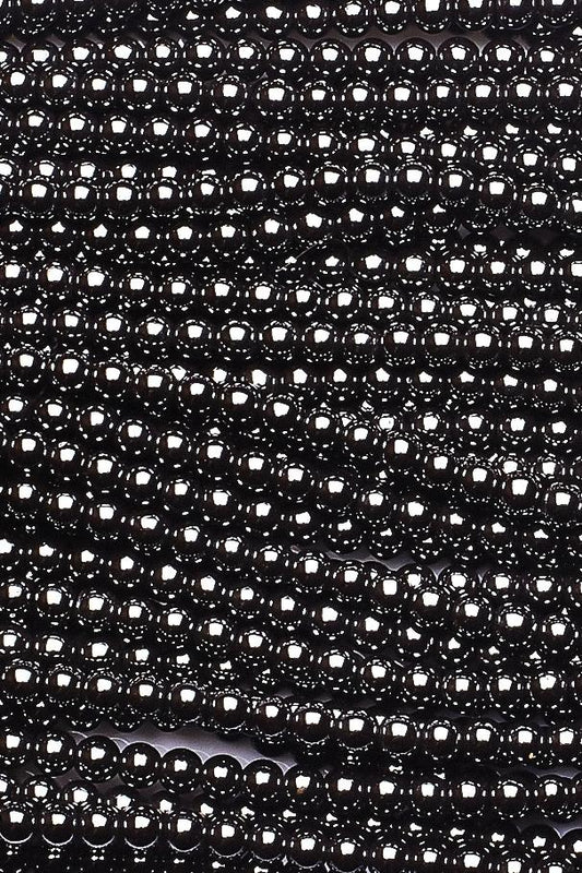 Hematite Black Round Smooth Natural Beads
