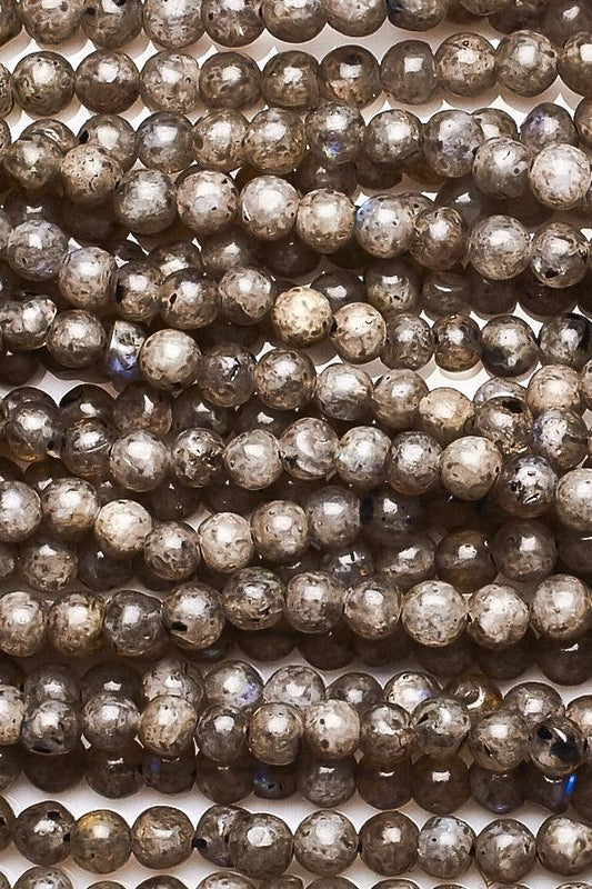 Labradorite Grey Round Smooth Natural Beads