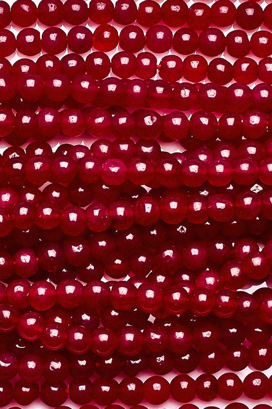 Crystal Quartz Red Round Smooth Dyed Beads