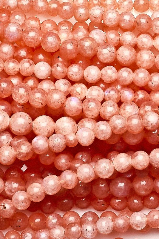 Moonstone Brown Round Smooth Coated Mini Beads