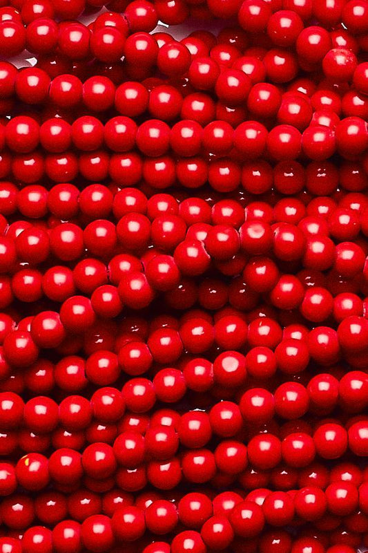 Coral Red Round Smooth Natural Beads