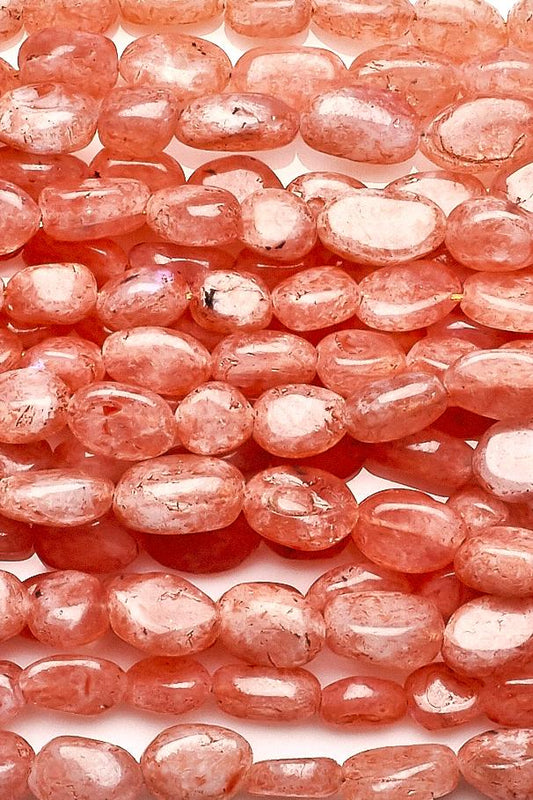 Moonstone Peach Oval Smooth Coating Beads