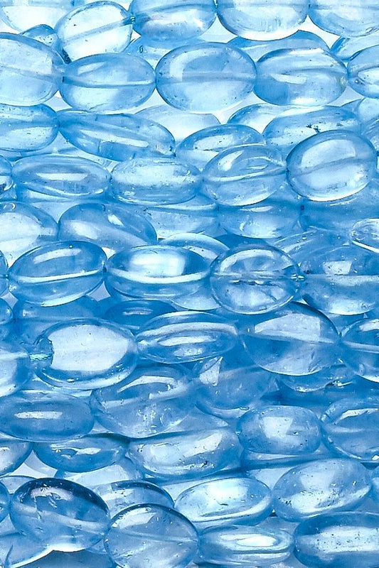Crystal Quartz Blue Oval Smooth Coating Beads