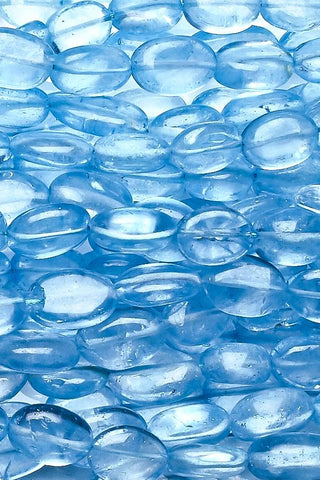 Crystal Quartz Blue Oval Smooth Coating Beads