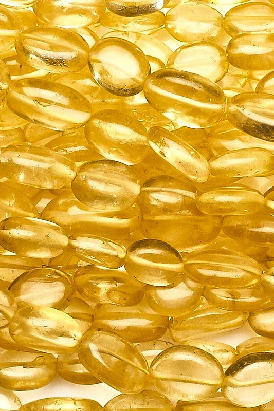 Crystal Quartz Yellow Oval Smooth Coating Beads