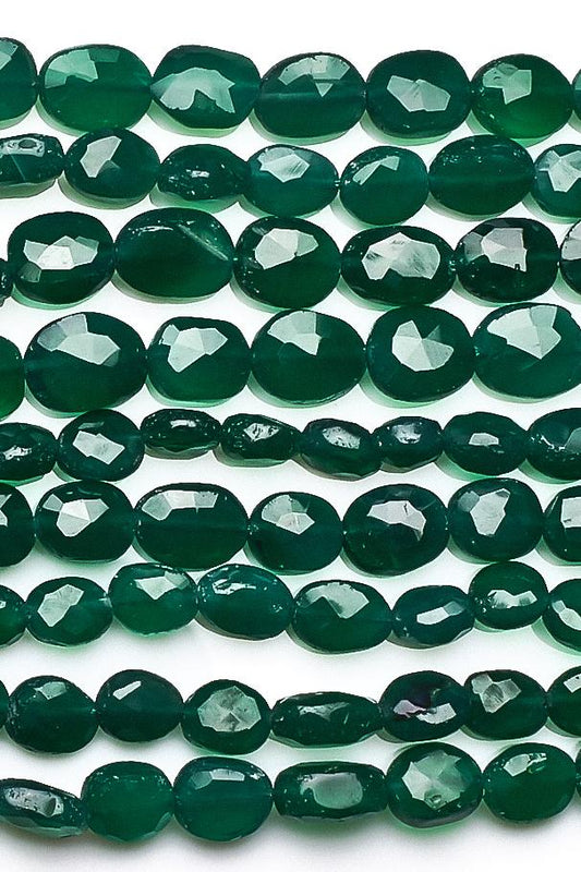Green Onyx Green Oval Faceted Natural Beads