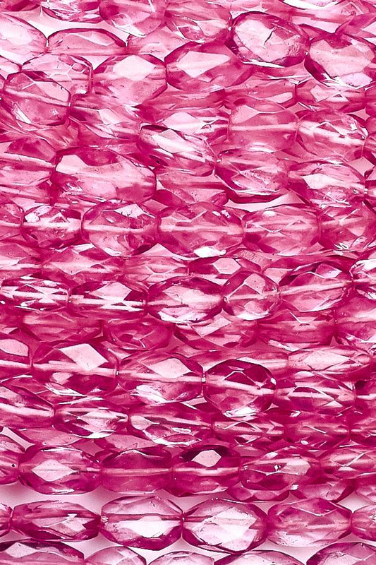 Crystal Quartz Pink Oval Faceted Coated Beads