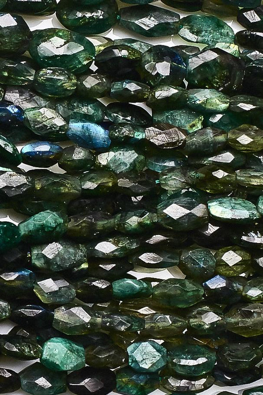 Labradorite Green Oval Faceted Heat Treated Beads