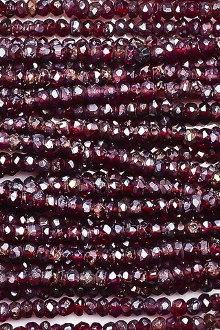 Garnet Red Rondelle Faceted Mystic Coating Beads