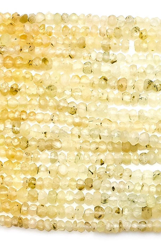 Prehnite Green Rondelle Faceted Natural Beads