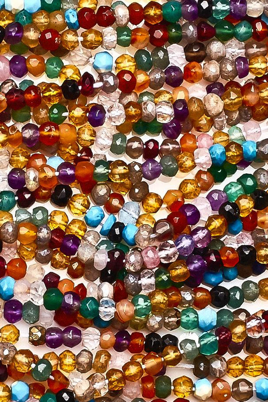 Mixed Stones Mixed Rondelle Faceted Natural Beads
