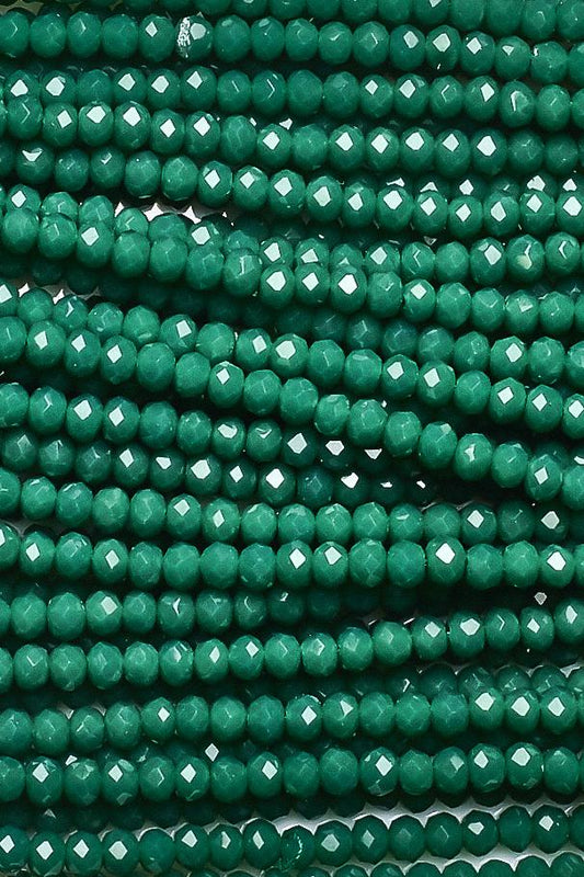 Chalcedony Green Rondelle Faceted Man Made Beads
