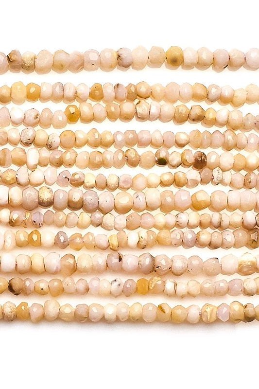 Pink Opal Pink Rondelle Faceted Natural Beads