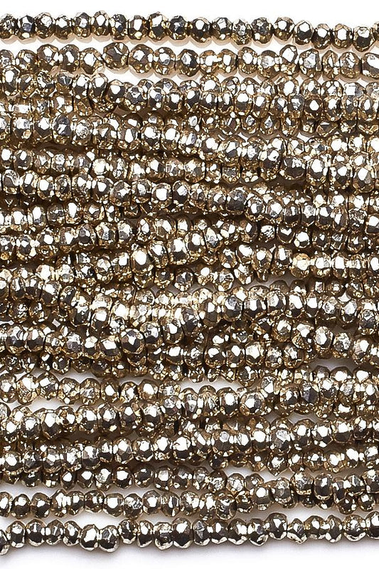 Silver Coated Pyrite Rondelle Faceted Mini Beads