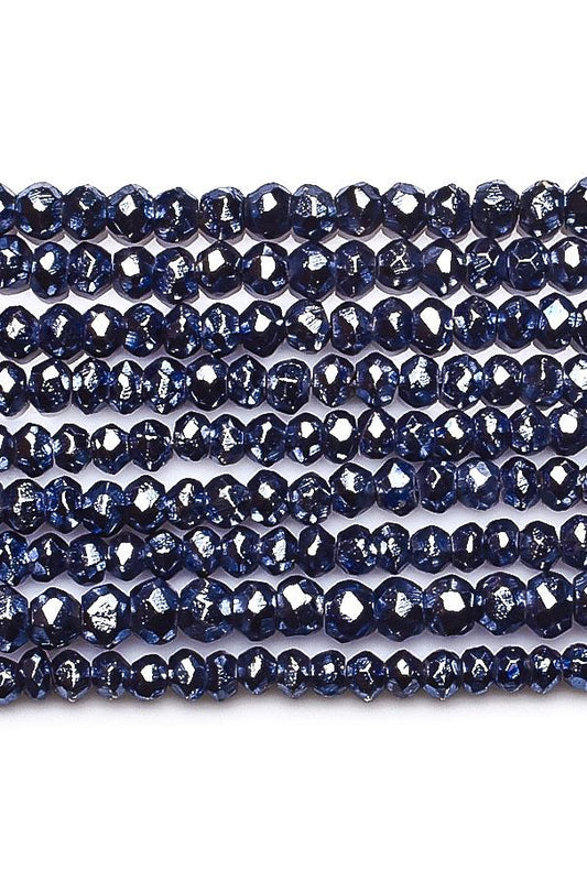 Black Coated Pyrite Rondelle Faceted Coated Beads