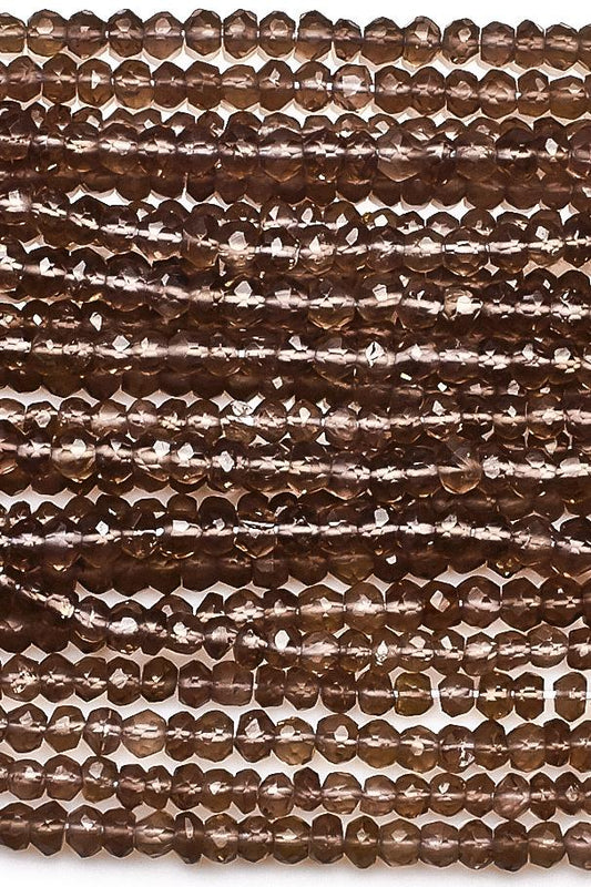 Smoky Quartz Brown Rondelle Faceted Natural Beads
