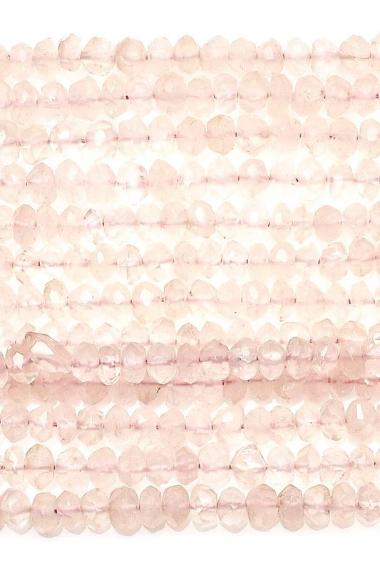 Rose Quartz Pink Rondelle Faceted Natural Beads