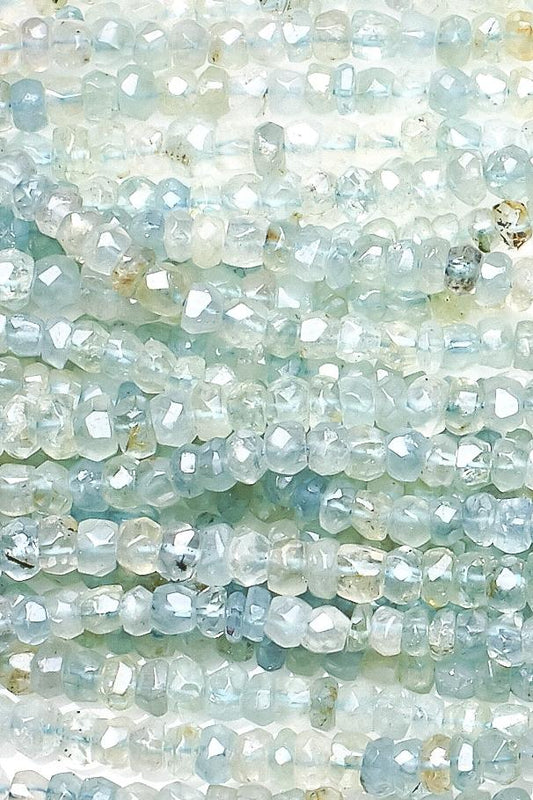 Mystic Coated Aquamarine Blue Rondelle Faceted Mini Beads