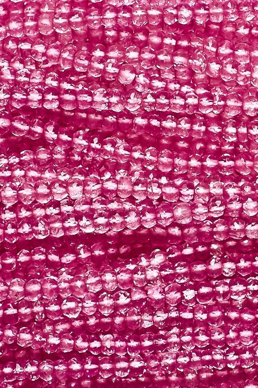 Pink Crystal Quartz Rondelle Faceted Natural Beads