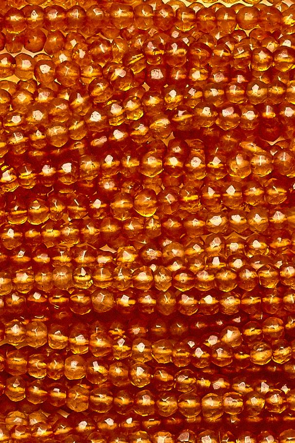 Crystal Quartz Orange Round Faceted Coated Beads
