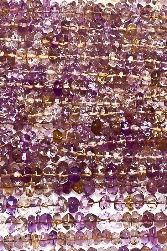 Ametrine Purple/Yellow Rondelle Faceted Natural Beads