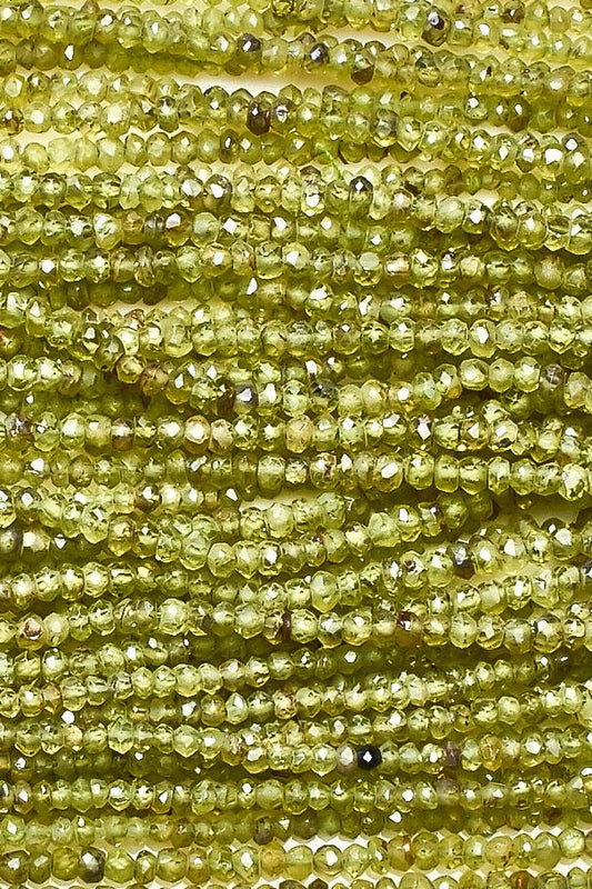 Peridot Green Rondelle Faceted Natural Beads