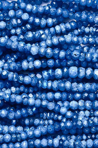 Moonstone Blue Rondelle Faceted Coated Mini Beads