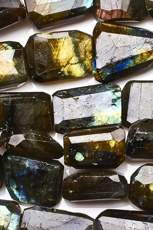 Labradorite Black Nuggets Faceted Natural Beads