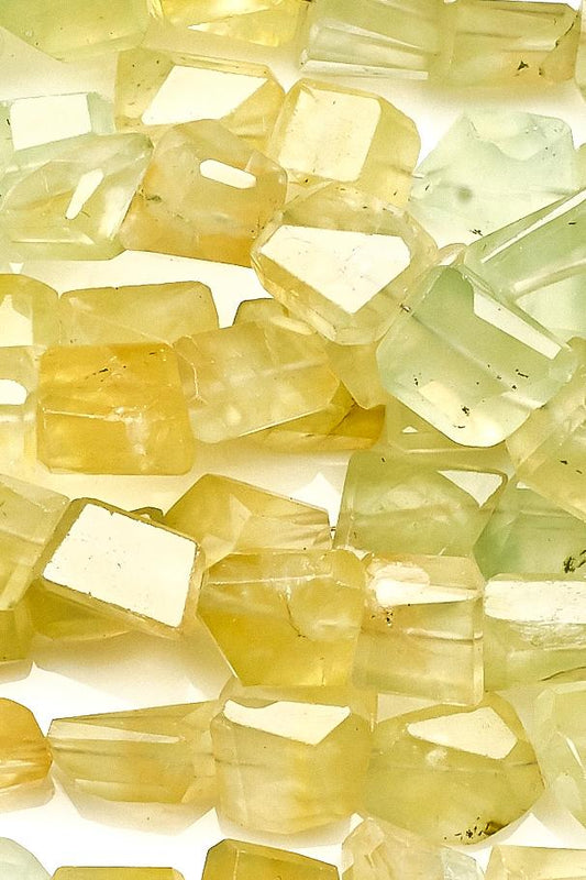 Prehnite Green Nuggets Faceted Natural Beads