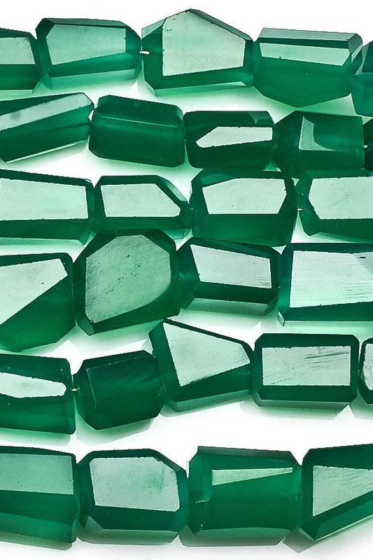 Green Onyx Green Nuggets Faceted Natural Beads