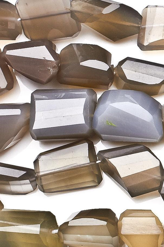 Grey Moonstone Grey Nuggets Faceted Natural Beads