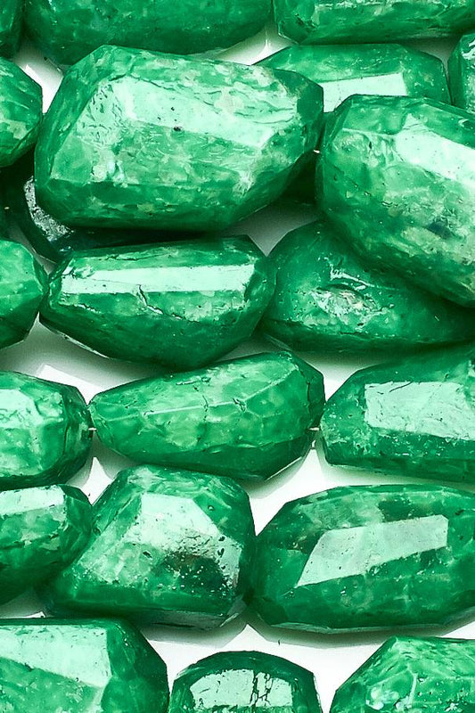 Moonstone Green Nuggets Faceted Coating Beads