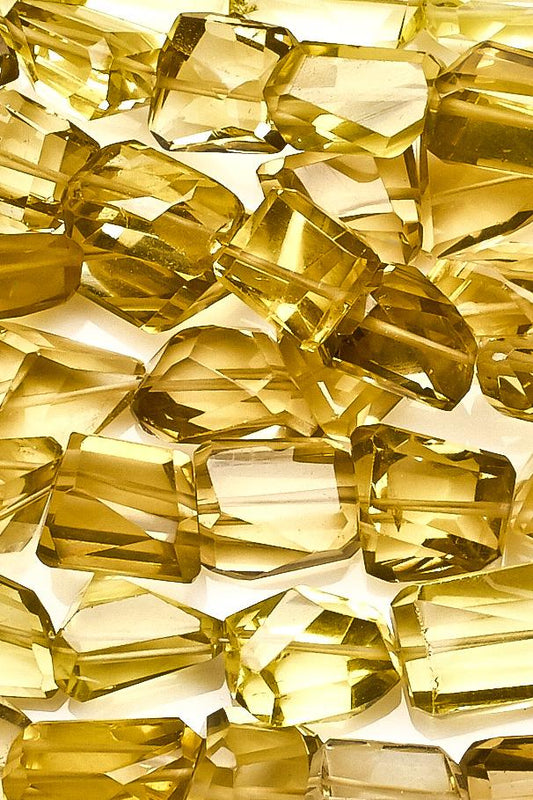 Lemon Quartz Yellow Nuggets Faceted Natural Beads