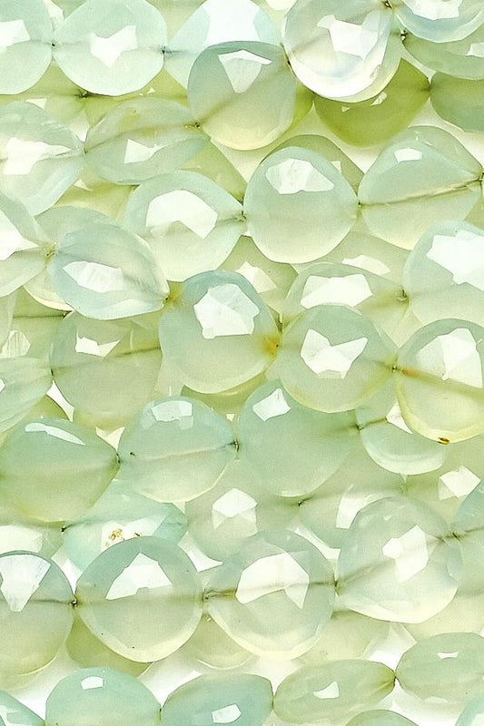 Chalcedony Green Heart Faceted Natural Beads