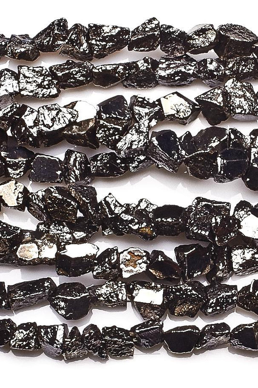 Pyrite Black Nuggets Rough Coated Beads