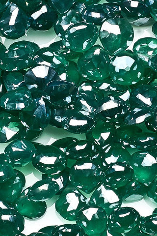 Green Onyx Green Heart Faceted Mystic Coating Beads