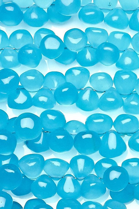 Chalcedony Blue Onion Smooth Heat Treated Beads