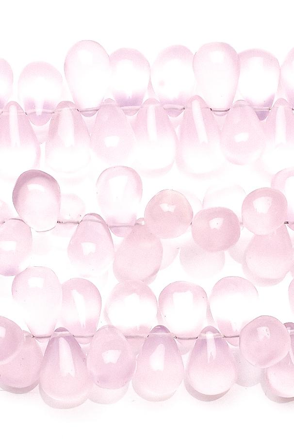 Chalcedony Pink Drops Smooth Heat Treated Beads
