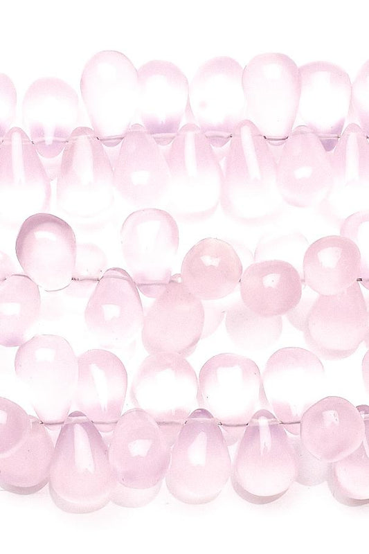 Chalcedony Pink Drops Smooth Heat Treated Beads