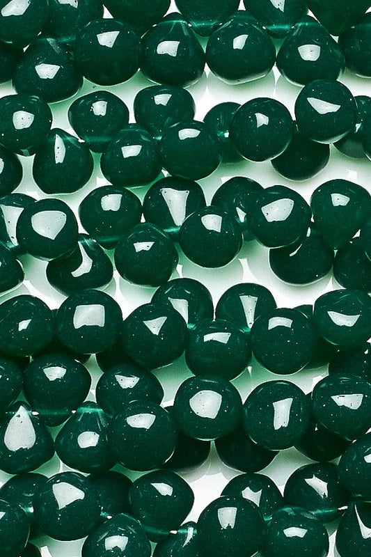 Chalcedony Green Drops Smooth Heat Treated Beads